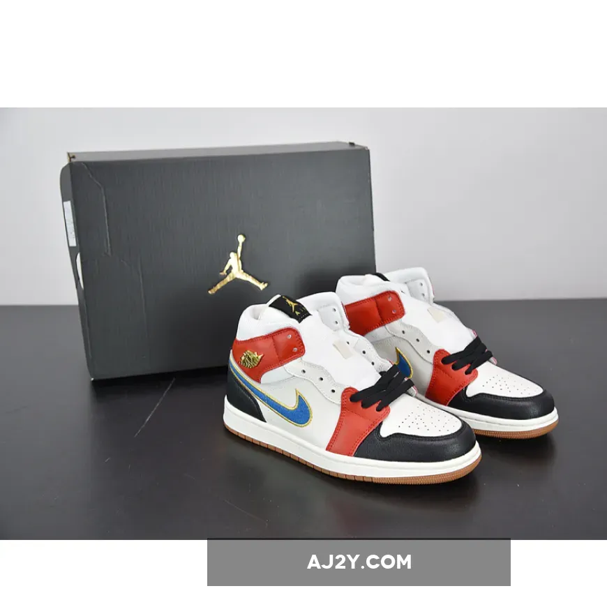 Air Jordan 1 Mid Let Her Man | gold and blue jordan 1