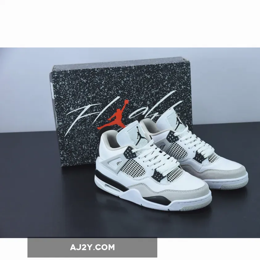 Air Jordan 4 Retro Military White/Black-Neutral Grey AJ4 Black And White Jordan 4 Retro