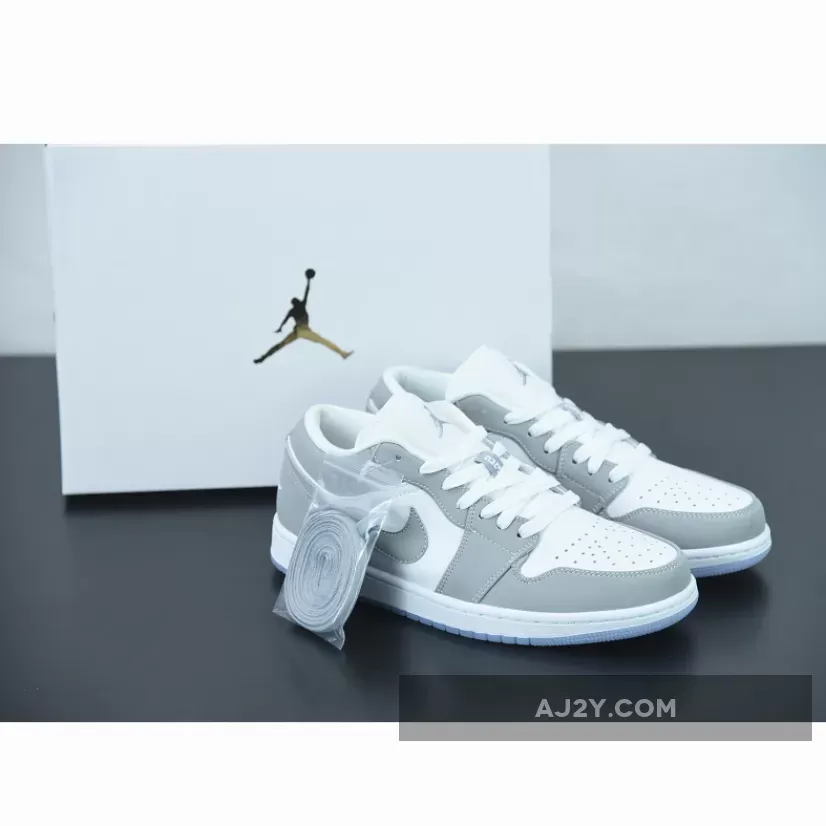 Discount Womens Jordans Air Jordan 1 Low White/Wolf Grey-Aluminum