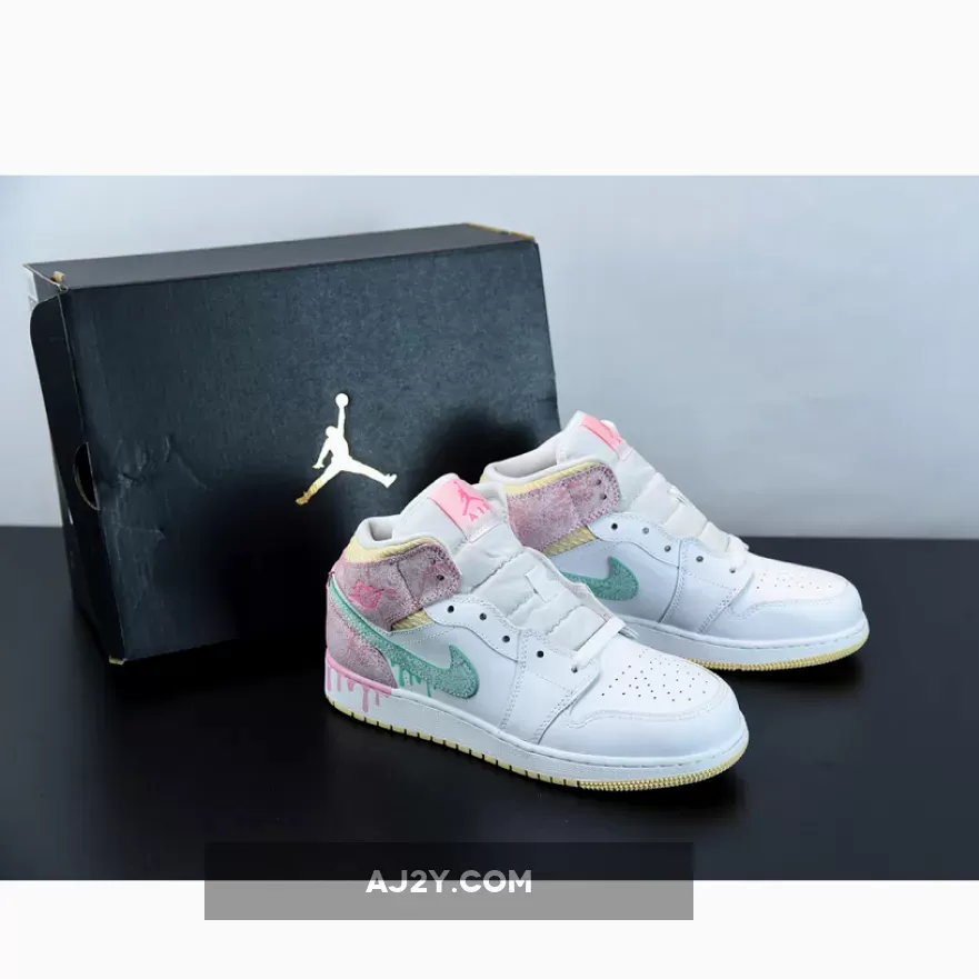 Ice Cream Cone Jordan 1 / Jordan 1 Mid GS Paint Drip WMNS