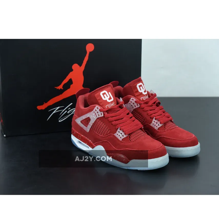 Air Jordan 4 PE 'Oklahoma Sooners' Red / Oklahoma Jordan Shoes