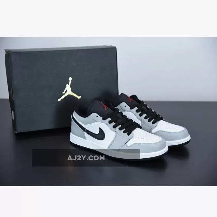 Grey Jordan 1s / Air Jordan 1 Retro Low 'Light Smoke Grey' Unisex Lt Smoke Grey/Gym Red-White AJ1