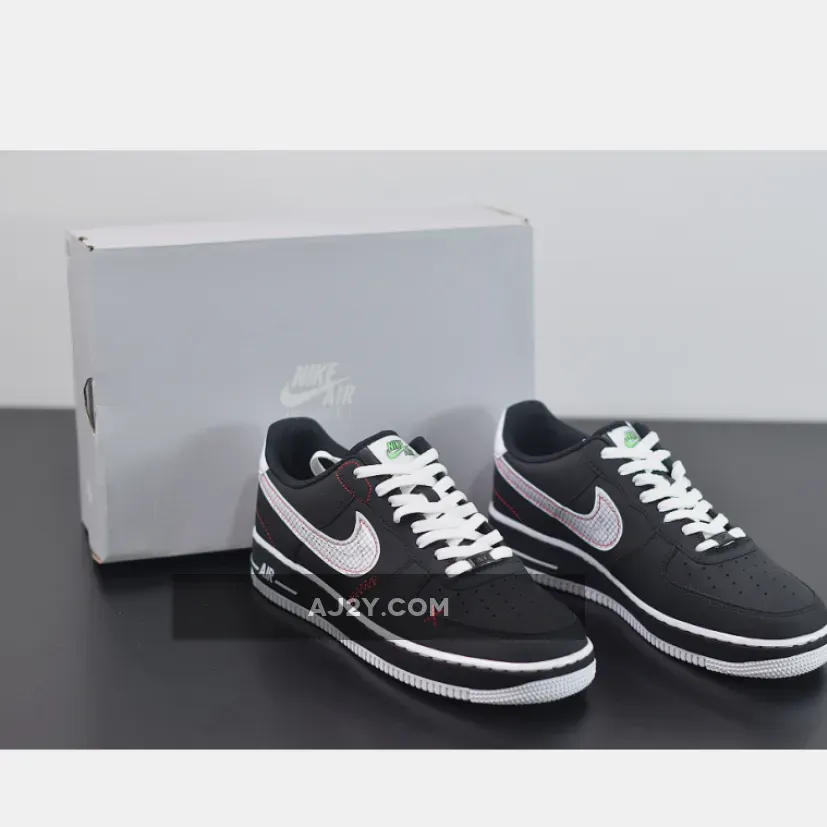 Nike Air Force 1 Low Black/White-Bright Crimson-Green Strike | nike air force 1 '07 lv8 bright crimson