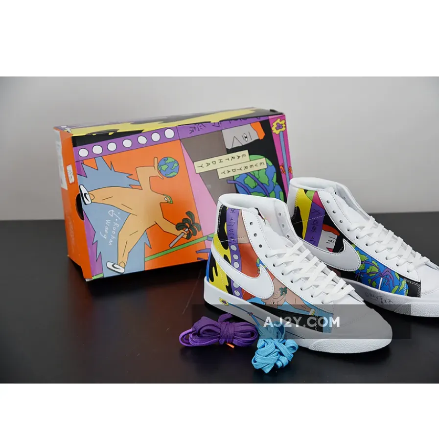 Ruohan Wang x Nike Blazer Mid 77 Flyleather Multi | nike flyleather blazer '77 qs