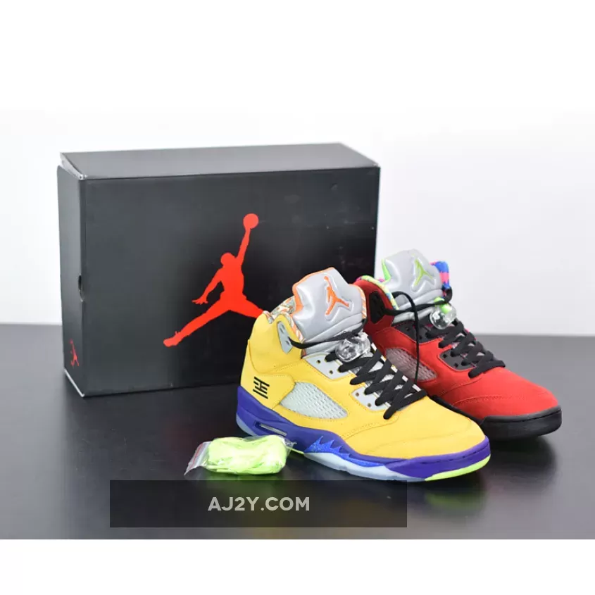 Air Jordan 5 Retro Se 'What The' AJ5 Varsity Maize/Court Purple/Ghost Green/Solar Orange How To Clean Jordan 5 Suede
