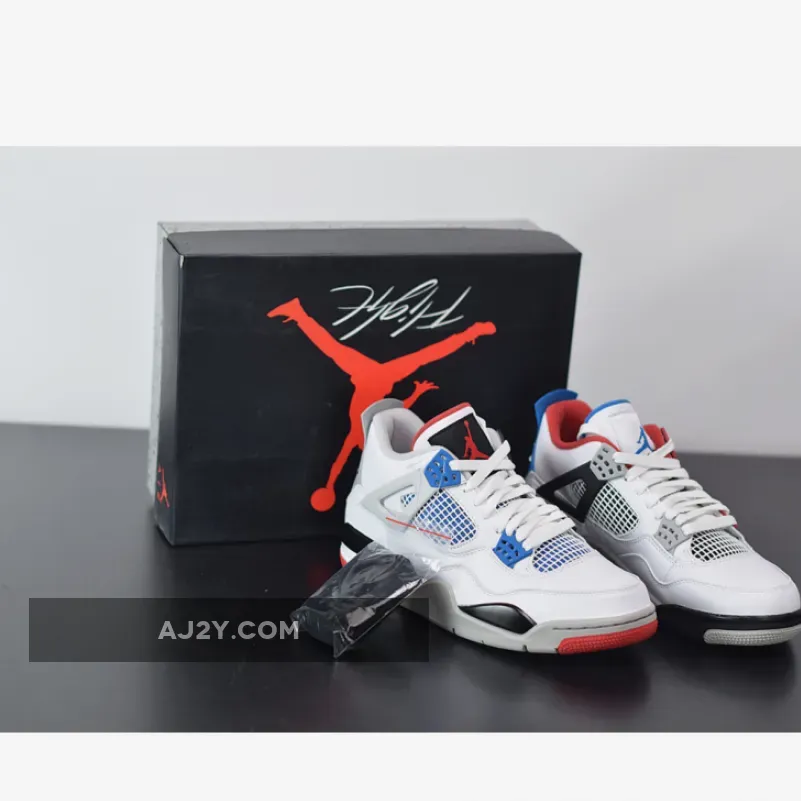 Air Jordan 4 SE 'What the 4' White/Military Blue-Fire Red-Tech Grey Jordan Retro 4