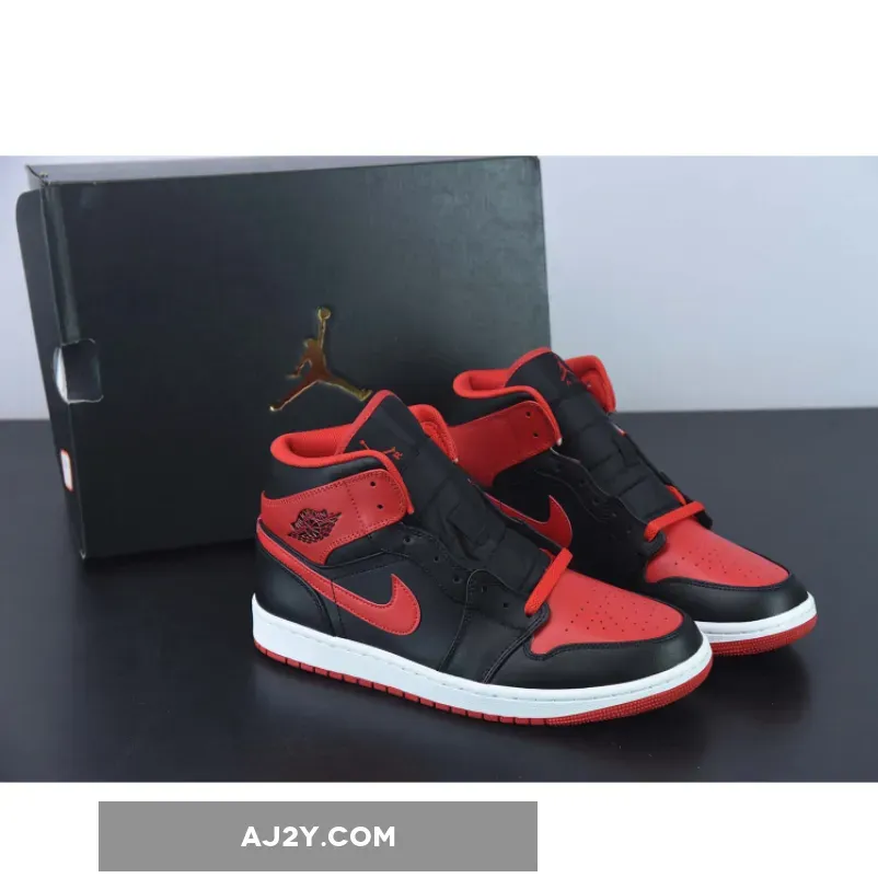 Air Jordan 1 Mid "Alternate Bred" Black/White-Red, Jordans 1 DQ8426-060