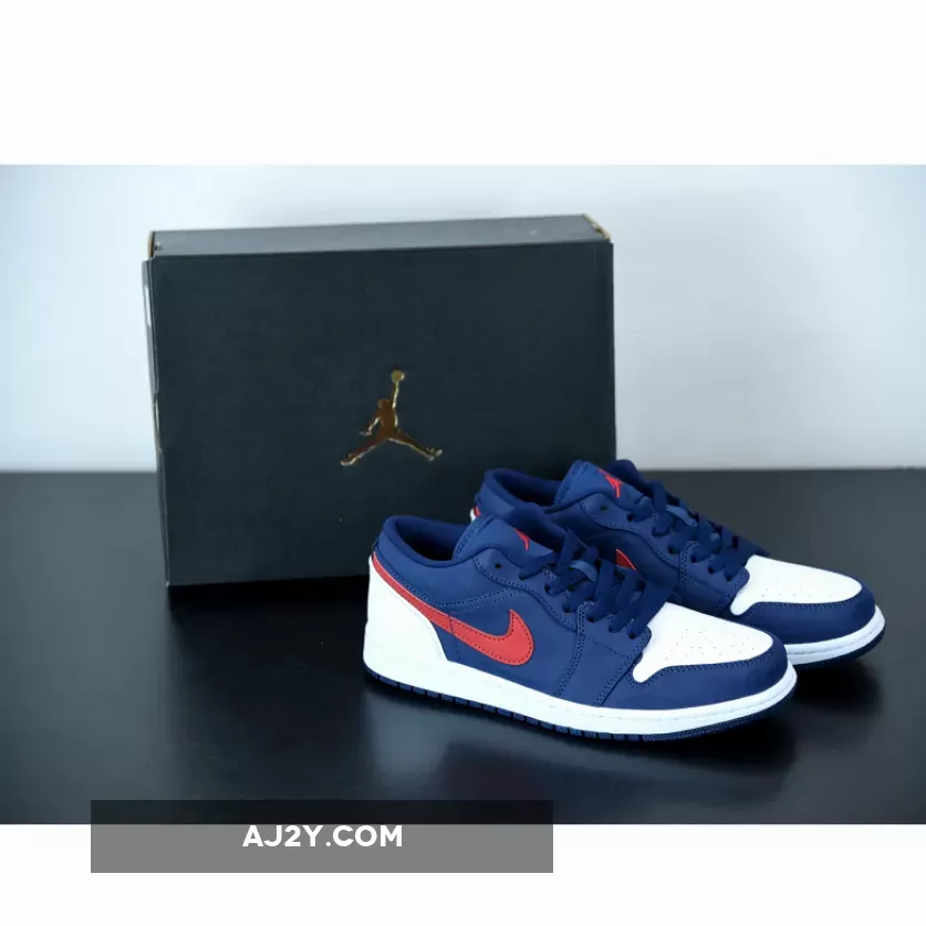 Mens Jordans Blue Air Jordan 1 Low 'USA' Navy Blue/White-Red