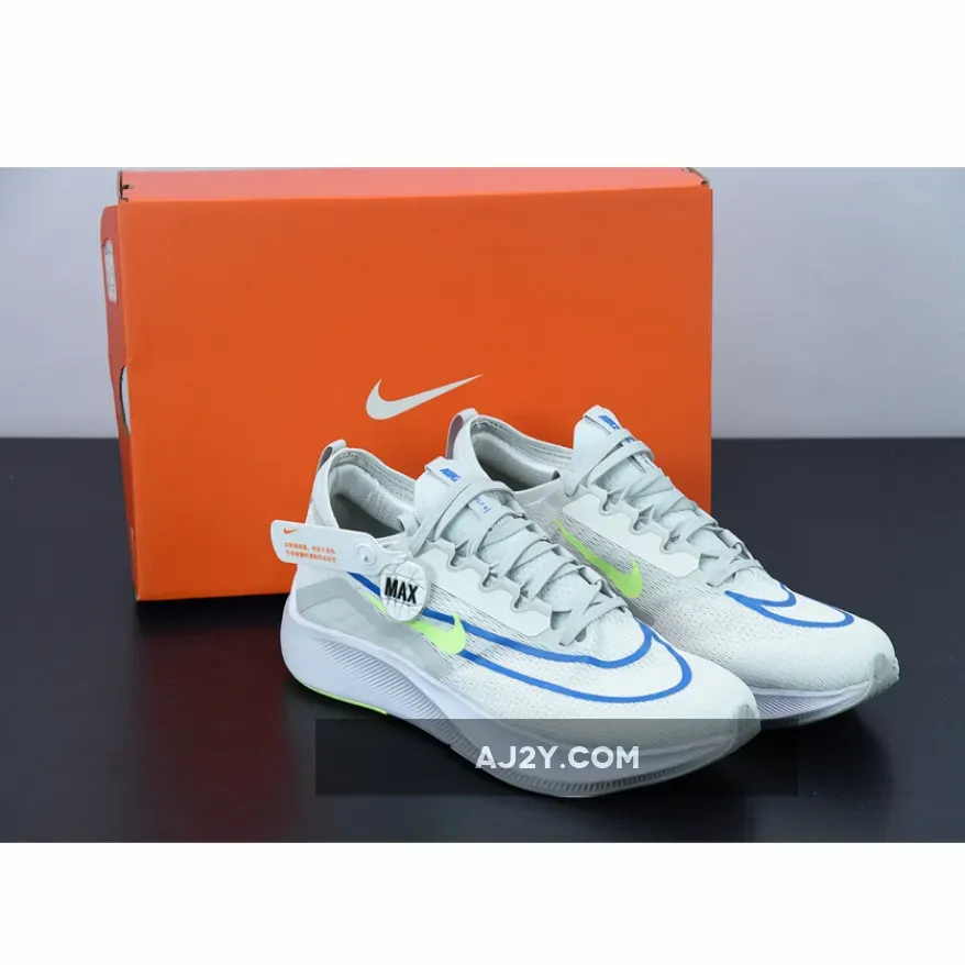 Men’s Nike Zoom Fly 4 Summit White/Pure Platinum-Imperial Blue-Lime Glow CT2392-100