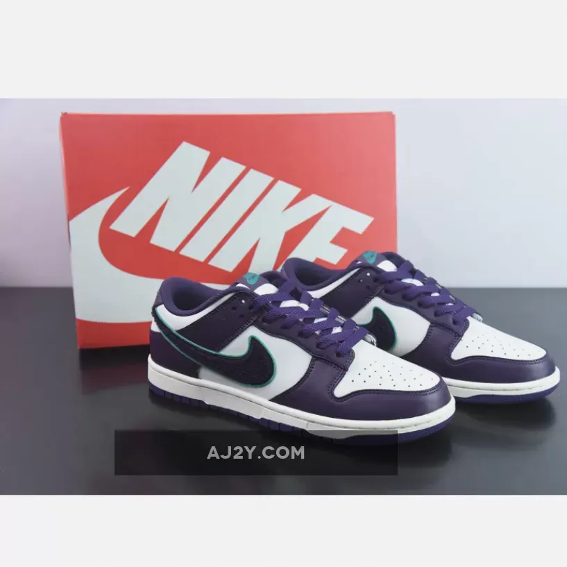 Nike Dunk Low Chenille Swoosh Sail Grand Purple | dq7683-001