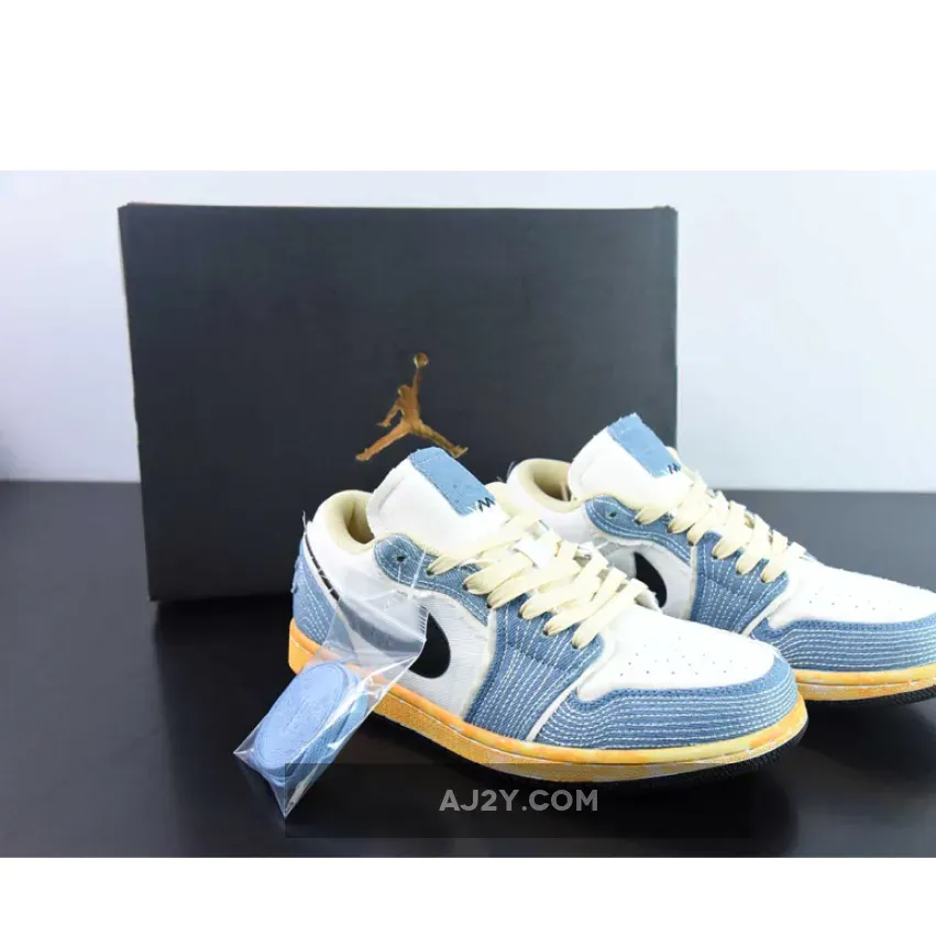 Air Jordan 1 Low "Sashiko" Ashen Slate/Black-Pale Ivory-Sesame