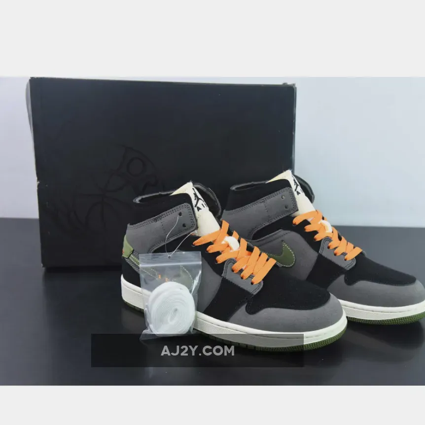 Air Jordan 1 Mid SE Craft "Halloween" Black Light Olive