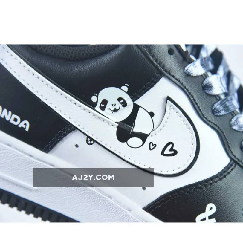 Custom BY You Nike Air Force 1 Low Panda Black White Custom BY You Nike Air Force 1 Low Panda Black White